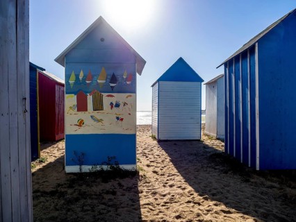 Colourful beach cabins at Saint-Denis-d'Oleron on Oleron island