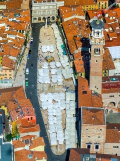 View of city centre with Piazza delle Erbe