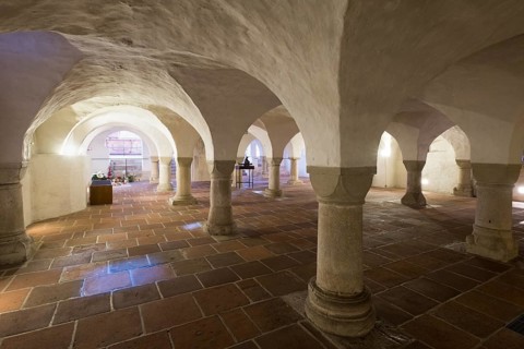 Romanesque Eastern crypt inside the Cathedral of Augsburg