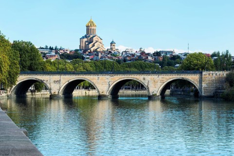 Chughureti or Saarbrucken bridge over Mtkvari river