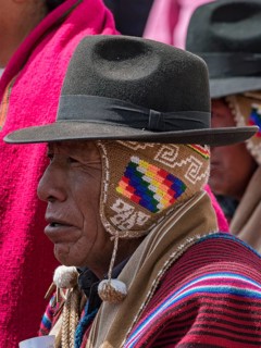 Indigenous man in typical national clothing with typical hat