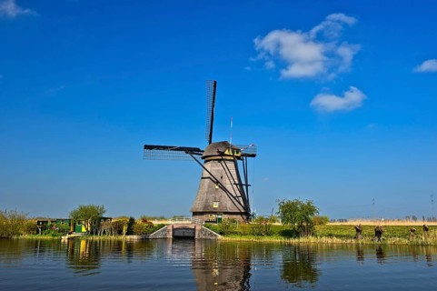 Dutch windmill over a canal