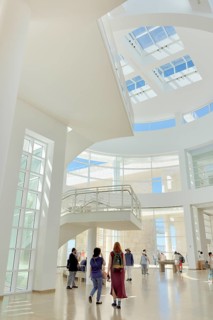 Visitors in hall of J. Paul Getty Museum