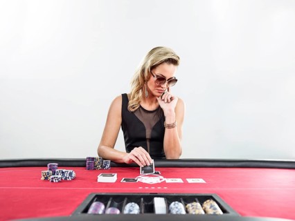 Woman playing blackjack
