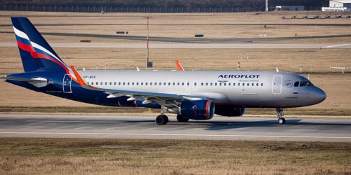 Aircraft Aeroflot Russian Airlines on Runway