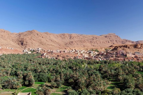 The Draa valley with date groves and villages in southern Morocco