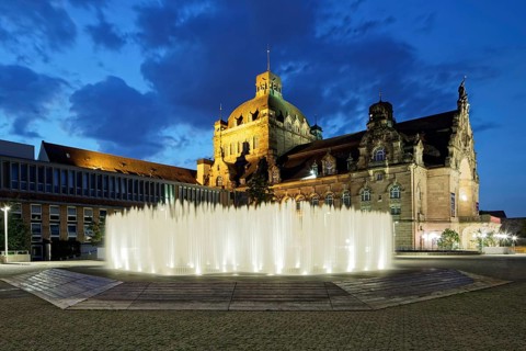 Hexagonal Water Pavilion designed by Jeppe Hein