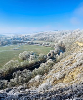 Saale Valley with Saale River in the winter
