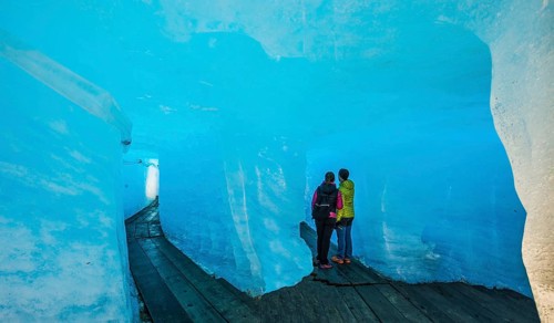 Ice tunnel in the Rhone glacier