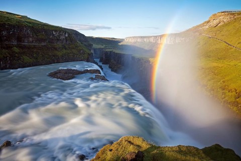 Waterfall Gullfoss with Rainbow