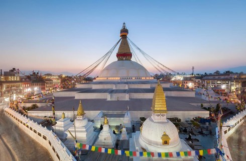Dusk at Boudhanath stupa
