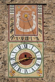 Tower clock and sundial at the Romerturm
