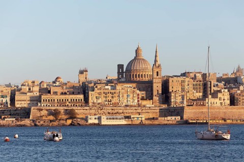 View from Sliema of Valletta and Marsamxett Harbor