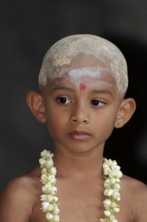 Indian child with flower garland