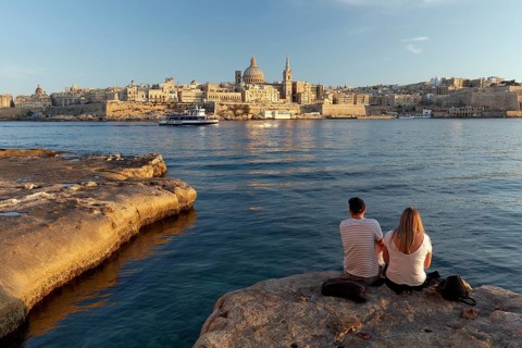 View from rock bank of Valletta