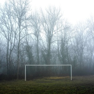 Soccer goal in the mist