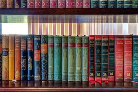 Hardcover books on shelf