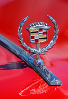 Hood ornament on Cadillac Cupe DeVille 1973
