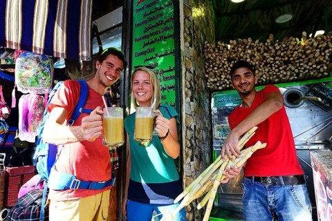 Tourist drink sugarcane-syrop