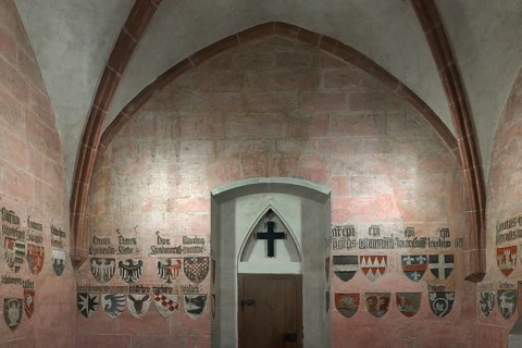 Coat of arms in the gothic coat of arms hall in the Wenceslas castle