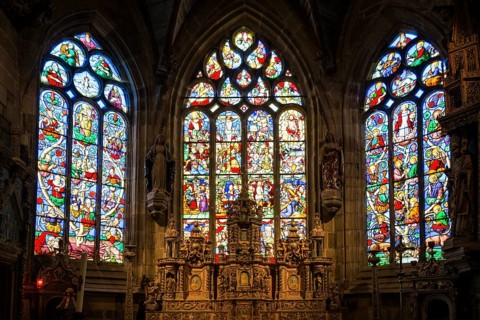 Coloured stained glass windows