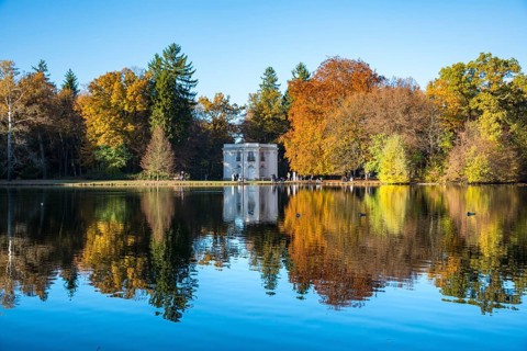 Pagodenburg reflected in Lake Pagodenburg