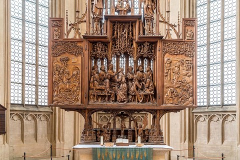Holy Blood Retable of the Wurzburg carver Tilman Riemenschneider in the city church St. Jakob
