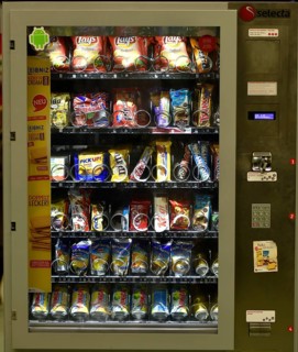Snacks and drinks in vending machine