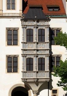 Oriel in castle courtyard
