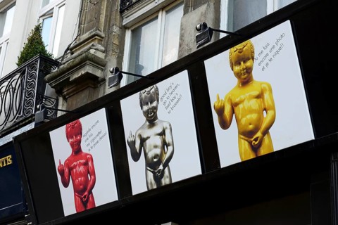 Manneken Pis in front of the shop Dotspot