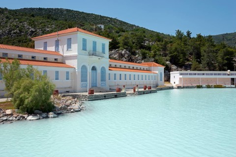 Spa with sulphur spring Vromolimni