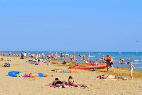 Bathers on a sandy beach