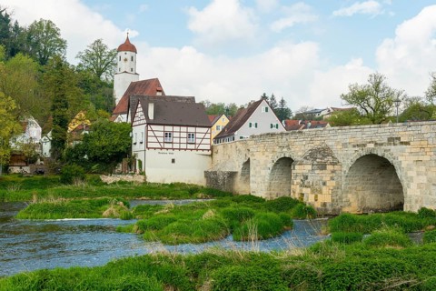 Old town with bridge over River Wornitz