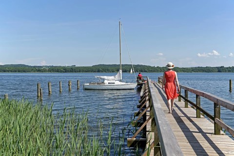 Woman on boat dock on Lake Ratzeburg