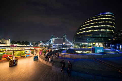 Shore promenade at night