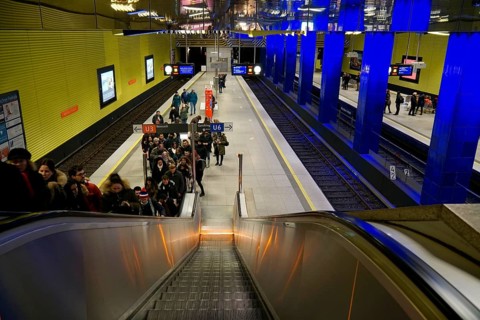 People on escalator
