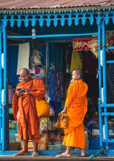 Buddhist Monks on Houseboat