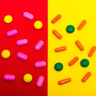 Colorful pills and candy