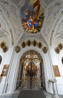 Entrance gate of Austrian grave and ceiling paintings