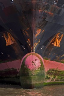 Bow of container ship