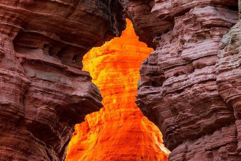 Altschlossfelsen glowing orange-red through the inciding sun