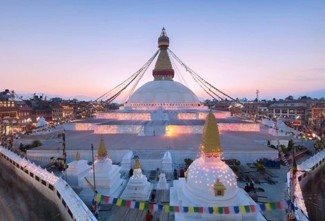 Dusk at Boudhanath stupa