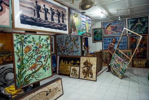 Shop with batik paintings
