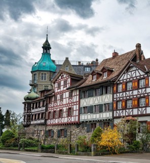Half-timbered houses in the street