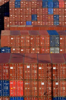 Containers stacked at port
