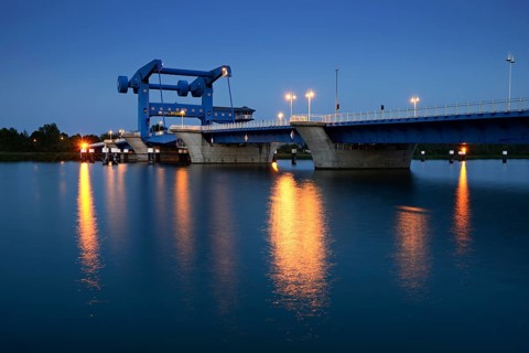 Lift bridge over Peenestrom to Usedom Island