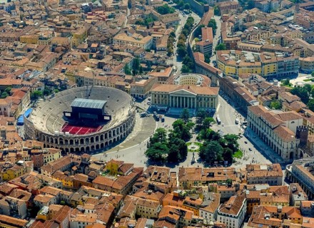 City centre with Palazzo Barbieri and Arena di Verona