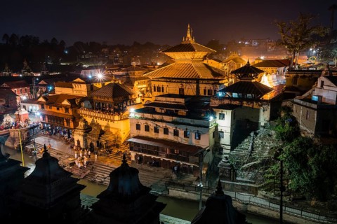 Pashupatinath temple with gaths at banks of Bagmati River