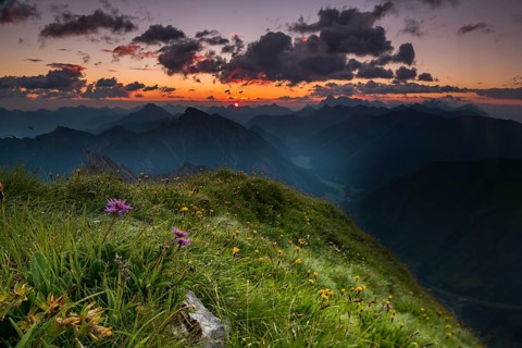 Ausserfern mountains at sunrise
