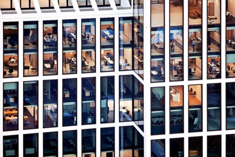 High-rise office building with glass windows